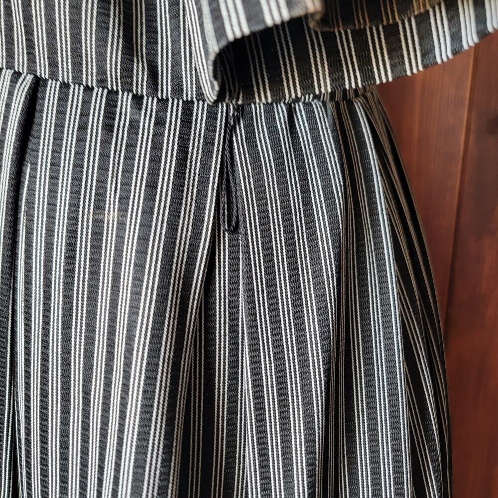 Vintage Miss Marilyn of Dallas 50s Black & White Striped Dress Collared Buttons - Picture 6 of 16